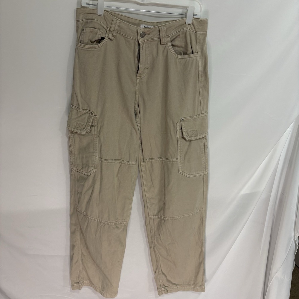 Garage Women Tan Khaki Wide Leg Cargo Pants Size 5 Utility Y2K Gorpcore Stretch